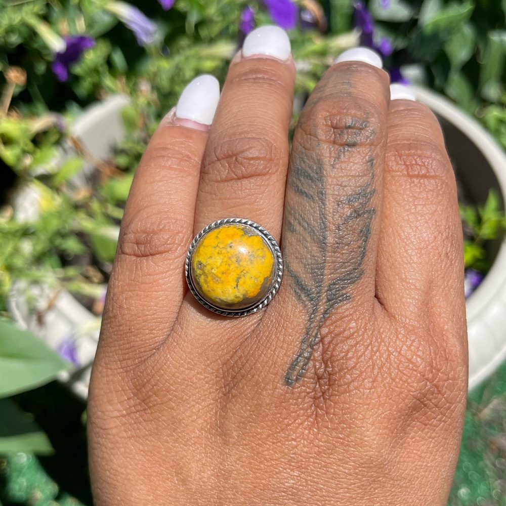 Bumblebee Jasper Ring Sz9 - image 2
